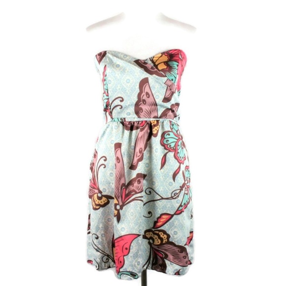 Judith March Dresses & Skirts - Judith March strapless Blue Butterfly Print dress